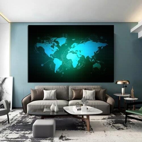 Map of the World Vintage Artwork Canvas Paintings for Living Room Modern Abstract Posters and Prints Wall Art Picture Home Decor