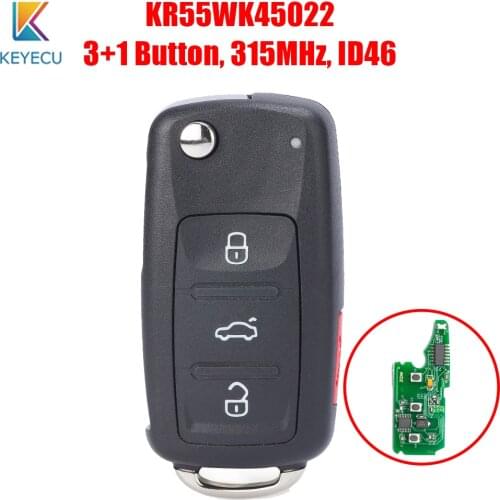 Keyecu KR55WK45022 Replacement Flip Remote Car Key 315MHz ID46 for Volkswagen VW Touareg 2004 2005 2006 2007 2008 2009 2010
