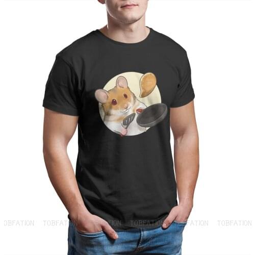 Kawaii Hamster Tiny Animal Flipping Pancake Classic TShirt for Men Graphic Plus Size Harajuku Crewneck Cotton T Shirt 2020