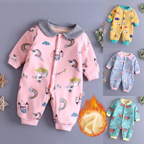 Newborn Unisex jumpsuits Winter Long Sleeves Rompers Cotton Thick Baby Clothes for boys girls Outfits Infantil Costume Wear