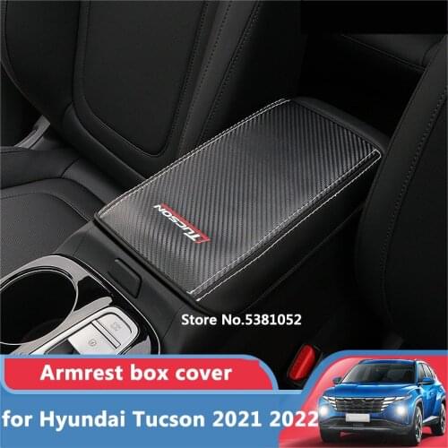 For Hyundai Tucson 2021 Armrest Box Cover Central Control Hand-held Box Leather Protection Sticker 2022 Car Accessories
