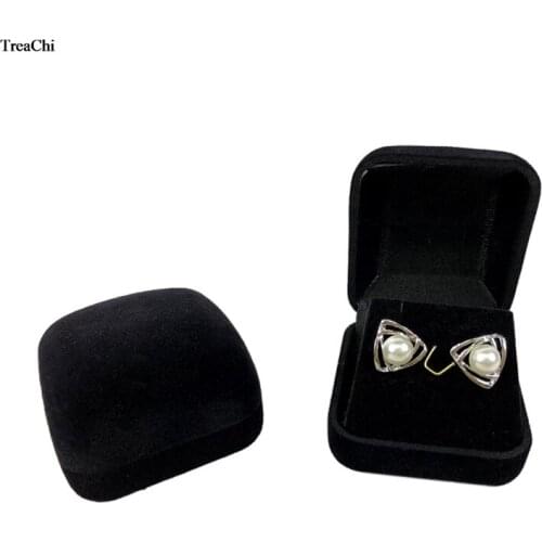 Hot Sale Small Blocked Jewelry Packaging Box Black Velvet Earring Holder Stud Pendant Jewelry Organizer Storage Gift Box