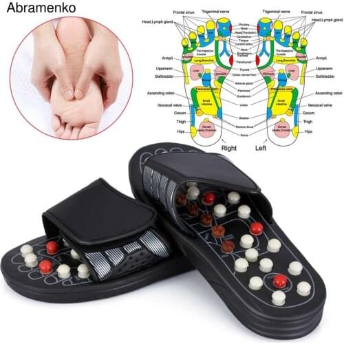 Feet Massage Slippers Foot Reflexology Acupuncture Therapy Massager Walk Stone Shoes Acupuncture Cobblestone Sandal Size 38-45