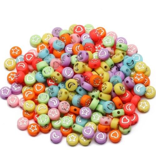 Mix Colorful Round Star/Heart/Moon Acrylic Spacer Beads 4x7mm Loose Beads For Jewelry Making Diy Necklace Bracelet Accessories