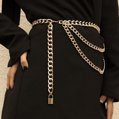 Fashion simple punk style metal aluminum chain lock waist chain temperament all-match casual ladies yoga body chain