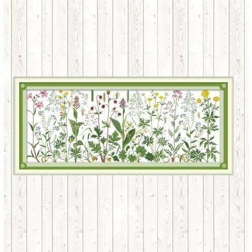 Flowers on The Meadow Stamped Cross Stitch Patterns Embroidery Kit Needlework 14ct 11ct Counted Printed on Canvas DIY Home Decor