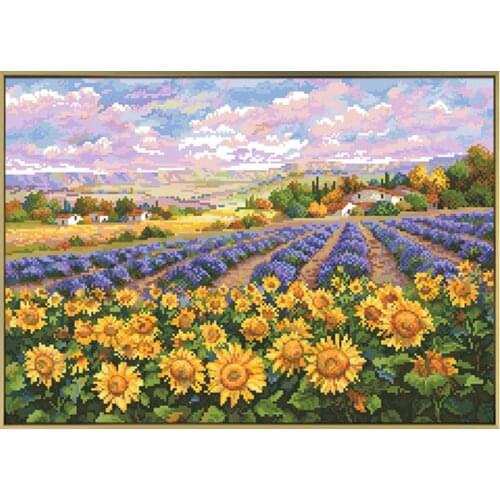 Sea Of Flowers Patterns Cross Stitch Kits Printed Canvas Embroidery Sets 11CT 14CT DIY Needlework Knitting Craft Home Decoration