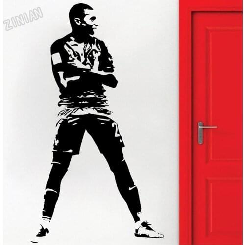 Football Player Wall Sticker For Boy Room Soccer Sport Athlete Vinyl Wall Decal Kids Playing Room Decoration Art Wall Mural Y294