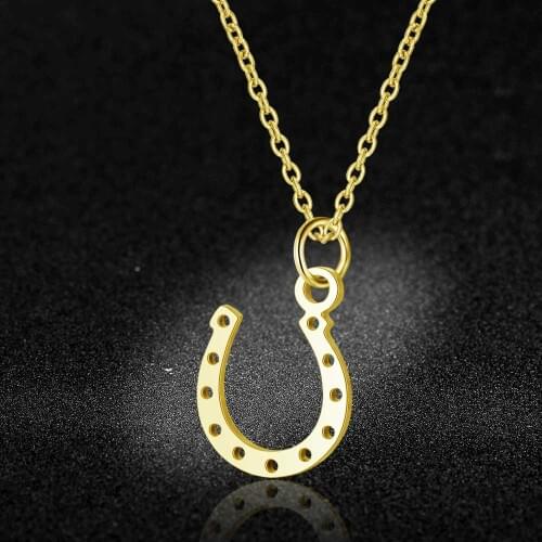 100% Stainless Steel Horseshoe Charm Necklace Never Tarnish Steel High Polished Laser Cutting Lucky Pendant Women Necklaces