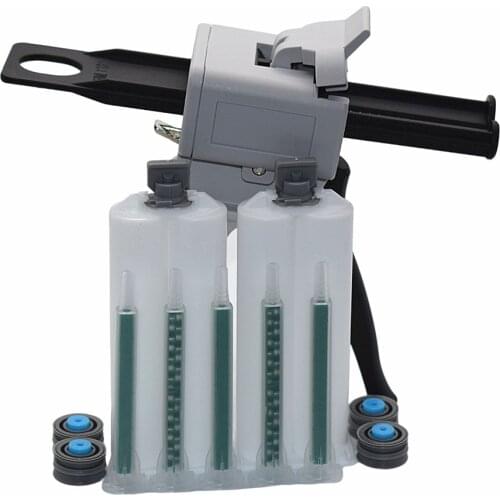 50ml AB Glue Dispensing Gun Caulking Cartridge Dispenser Tool with 5pc AB Mixed Tube and 2 sets 50ml Empty Dual-Barrel Cartridge