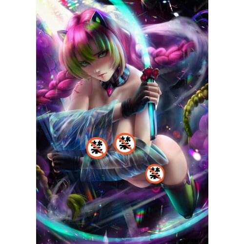 Print silk or canvas Anime Demon Slayer sexy lady art poster 16x24 24x36 inch custom living room bedroom decorative painting