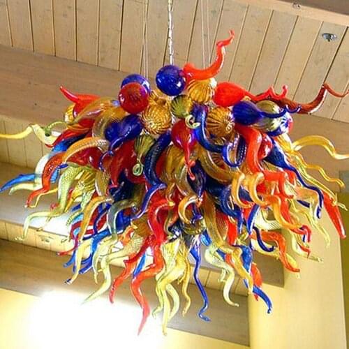 Luxury Chandelier Lighting LED Indoor Home Hanging Lights 40 Inches Hand Blown Glass Pendant for Living Room