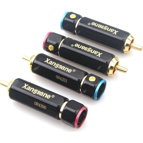 Self-locking Audio Adapter Solder-free RCA Gold Plated Lotus Plug Audio Cable Connector