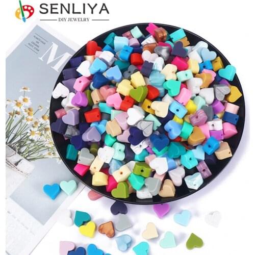 Pacifier Teether DIY Necklace Heart Shape Silicone Loose Beads 20Pcs/Lot BPA Free Baby Nursing Chewable Teething Beads