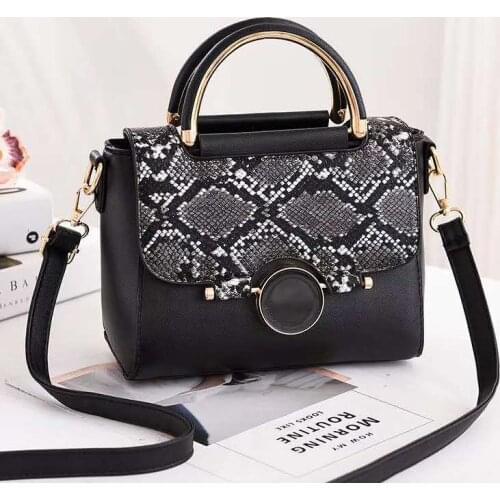 Bag girl 2019 new womens bag fashion serpentine shoulder bag Korean version round lock slant bag one hair