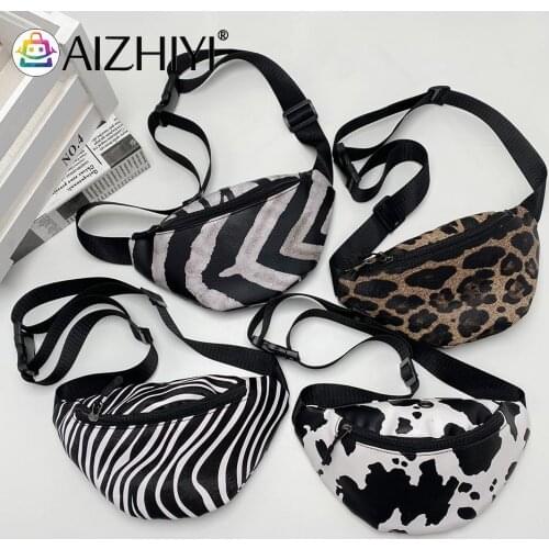 Vintage Women PU Leather Animal Pattern Printing Crossbody Shoulder Messenger Bag Casual Ladies Small Purse Chest Bag Waist Pack