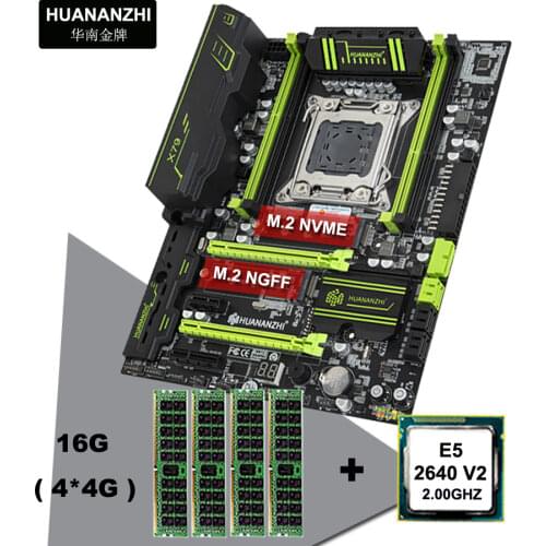 HUANANZHI X79 Super Motherboard CPU RAM Combo for Gaming HI-SPEED M.2 SSD Slots CPU Xeon E5 2640 V2 Big Brand RAM 16G(4*4G) RECC