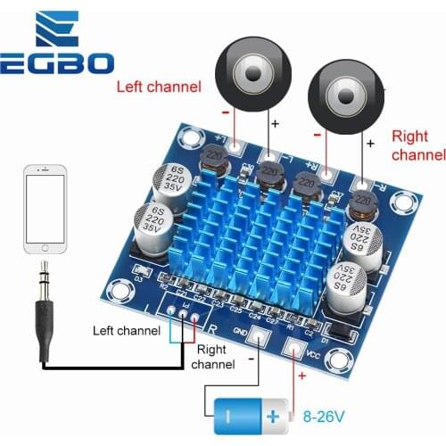 TPA3110 XH-A232 30W+30W 2.0 Channel Digital Stereo Audio Power Amplifier Board DC 8-26V 3A for Arduino