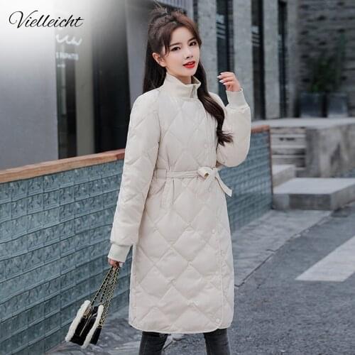 Vielleicht Winter Jacket Women Plus Size 3XL Casual Long Coat Winter Female Down Cotton Padded Parkas Bandage Ladies Jacket Coat