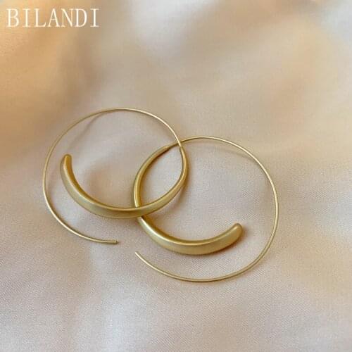 Bilandi Fashion Jewelry Metal Hoop Earrings 2021 New Design Hot Selling Golden Plating Round Wire Women Earrings For Party Gift