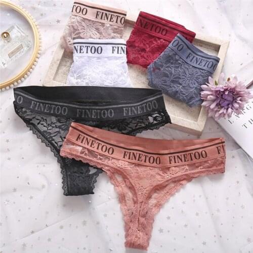 Women Thong Sexy Lace Panties Perspective Underwear Lingerie Panties Floral Lace Underpants Solid Color Briefs for Female Pantys