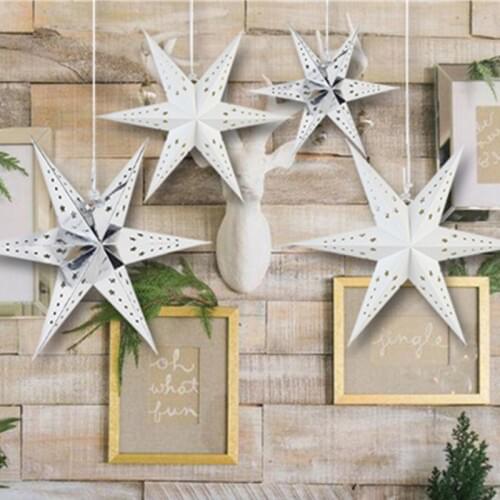1pc 30cm Paper Six-pointed Star Lantern 2021 3D Hanging Lantern for DIY Wedding Decor Birthday Party Christmas Easter Ornament