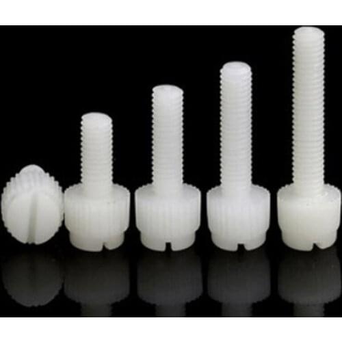 10-50pcs M3 M4 M5 M6 M8 Slotted Nylon Thumb Screw PA66 Nylon white Plastic Hand Twist Screw Computer Hand Tighten Screws