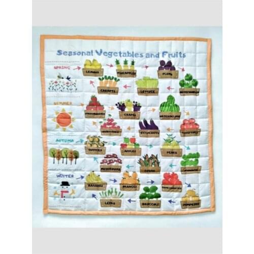 150x150 Cm Seasonal Vegetables And Fruits Baby Play Mats 100 Cotton Baby Mat Newborn 0-5 Age