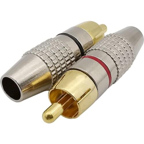 2Pcs/lot Black+Red RCA Male Plug Non Solder Audio Video Adapter Connector for AV Audio Cable Plug Video CCTV Camera