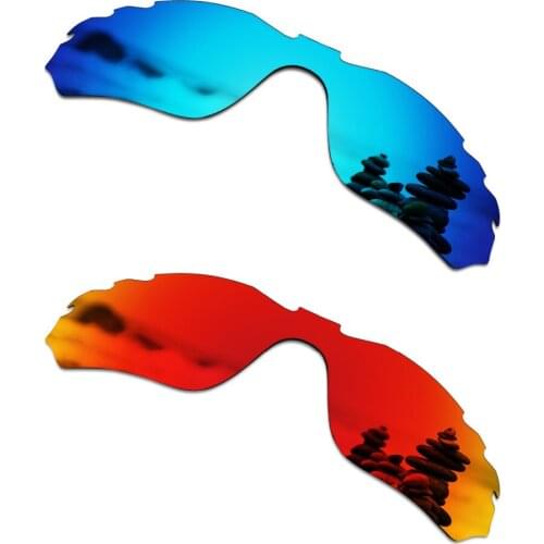 SmartVLT 2 PCS Polarized Sunglasses Replacement Lenses for Oakley Radar Edge Vented Ice Blue and Fire Red