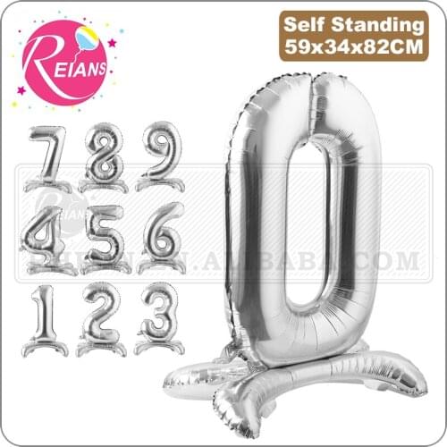 40 inch standing Silver Number Balloon Number Digit Helium Foil Ballons Baby Shower Birthday Party Wedding Decor Balls Supply
