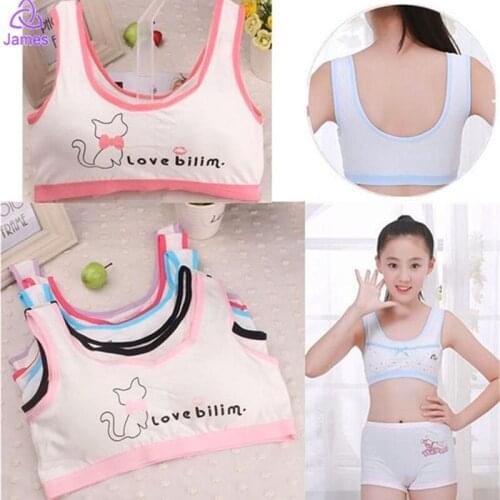 5pc/lot Teens Girls Sports Bra Puberty Underwear Wireless Teenager Girls Sport Bra Chest Pad Cotton Young