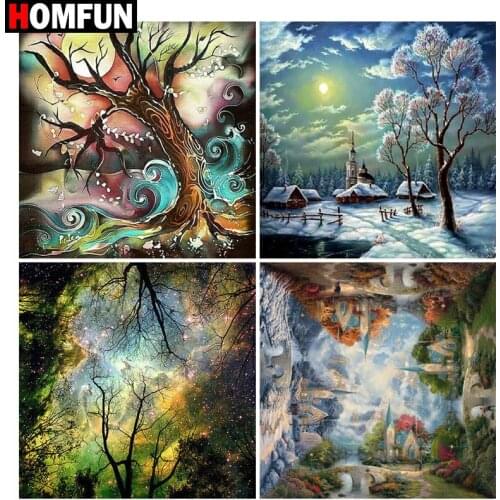 HOMFUN Full Square/Round Drill 5D DIY Diamond Painting "House landscape" Embroidery Cross Stitch 5D Home Decor Gift