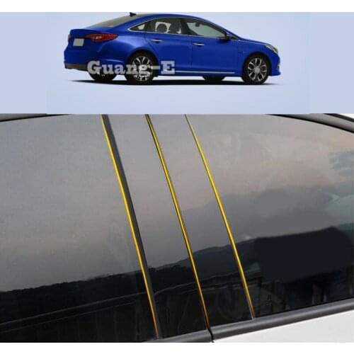 Car PC Material Pillar Post Cover Door Trim Window Piano Black Molding Sticker Plate For Hyundai Sonata 9Th 2015 2016 2017-2019
