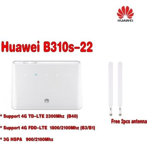 White Huawei B310S-22 High Speed LTE Cat4 150Mbps 4G Wireless Gateway +a pair antenna