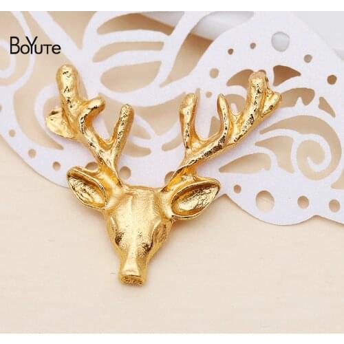 BoYuTe (50 Pieces/Lot) Metal Alloy 23*22MM Animal Elk Head Materials Diy Hand Made Jewelry Accessories Wholesale