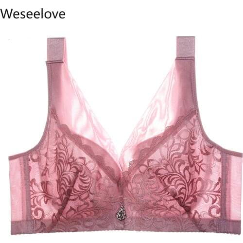 Weseelove 2020 Summer and Autumu Plus Size Bras Push Up Sexy Thin-Free Sponge-Breasted Adjustable Lace Underwear Female X22-2