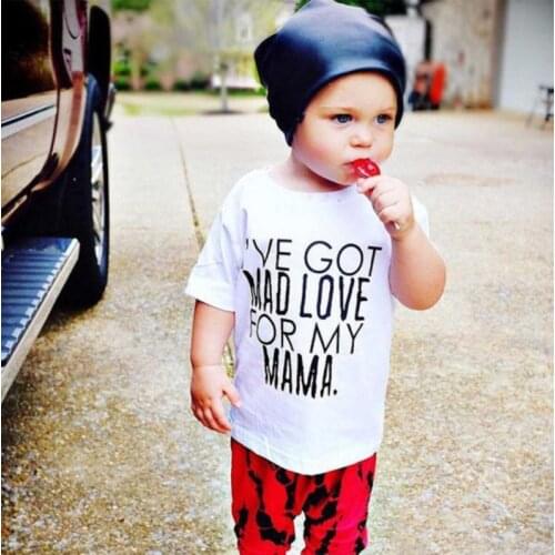 I've Got Mad Love for My Mama Print Kids Tshirt Funny Letters Printed Toddler Boy T-shirt Boys Fashion Short Sleeve T Shirts