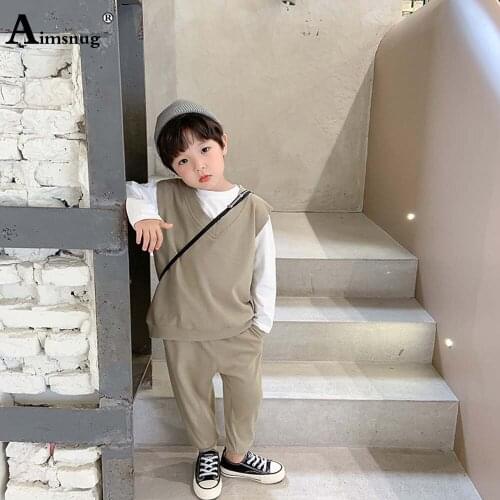 Aimsnug Children Two Pieces Set Unisex Boys Girls Autumn Knitted Pullovers and Loose Pants 2PCS Outfits Kids Clothing 2021