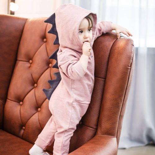 Toddler Baby Boy Girl Warm Hooded Romper Dinosaur Hoodies One Piece Jumpsuit Cotton Solid Rompers 0-24M