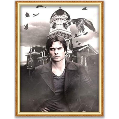 The Vampire Diaries DIY Cross Stitch Embroidery 11CT Kits Craft Needlework Set Printed Canvas Cotton Thread Home Decoration New