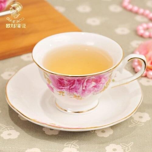 European ceramic high-end gift bone porcelain coffee cup plate black tea cup flower tea cup special price coffee mugs tazas