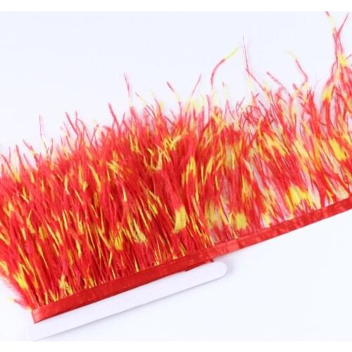 10Meters Tie-Dying Ostrich Trim Width 10-15 CM Ostrich feathers Ribbon for Dress Decoration Sewing Crafts Wholesale