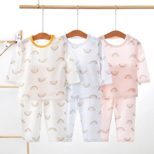 New baby underwear set newborn long-sleeved cotton summer shoulder open boys and girls baby boneless clothes cotton