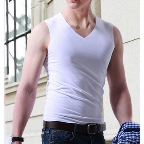 Summer Men Vest Oversize Solid Color Sleeveless Quick Dry Polyester V-Neck Ice Silk Sports Tanks Tops ropa hombre мужская одежда