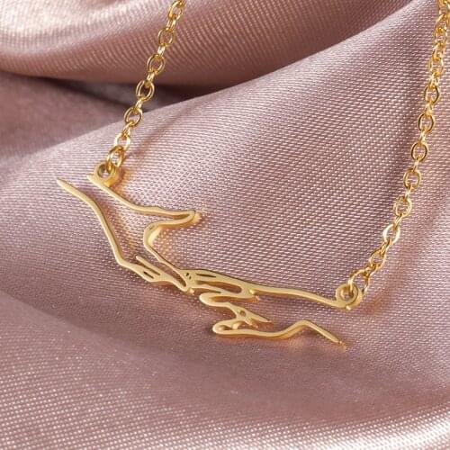 Minimalism Double Hand Outline Necklaces Pendants For Women Boho Jewelry Stainless Steel Engagement Gesture Necklace Couple Gift