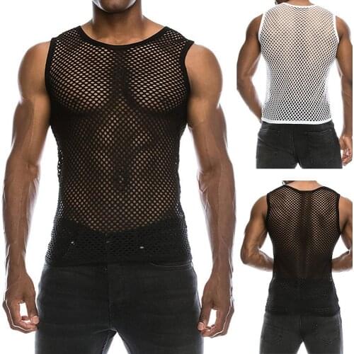 Mens Sexy Mesh Short-sleeved Tops Summer Casual Muscle Short-sleeved Mesh Shirts Tops Mesh Dance Show Male Short-sleeved