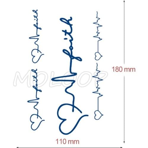 Juice Tattoo Sticker Love Heart Beating Lifeline Waterproof Temporary Makeup Fake Tattoos for Woman Men Lasting To 5 -15 Days