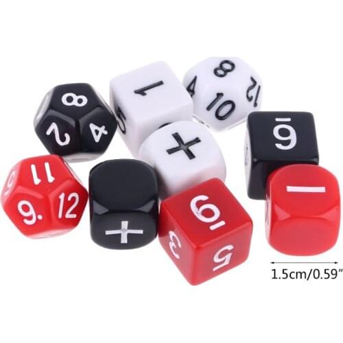 New 9pcs/set Addition Subtraction Symbol Dice Beads Numbers Math Teaching Board Game