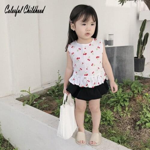 0-3 Years Old Baby Girl Sleeveless Cherry Pattern Shirt Summer Fashion New Children Sleeveless Vest Blouse Kids Top